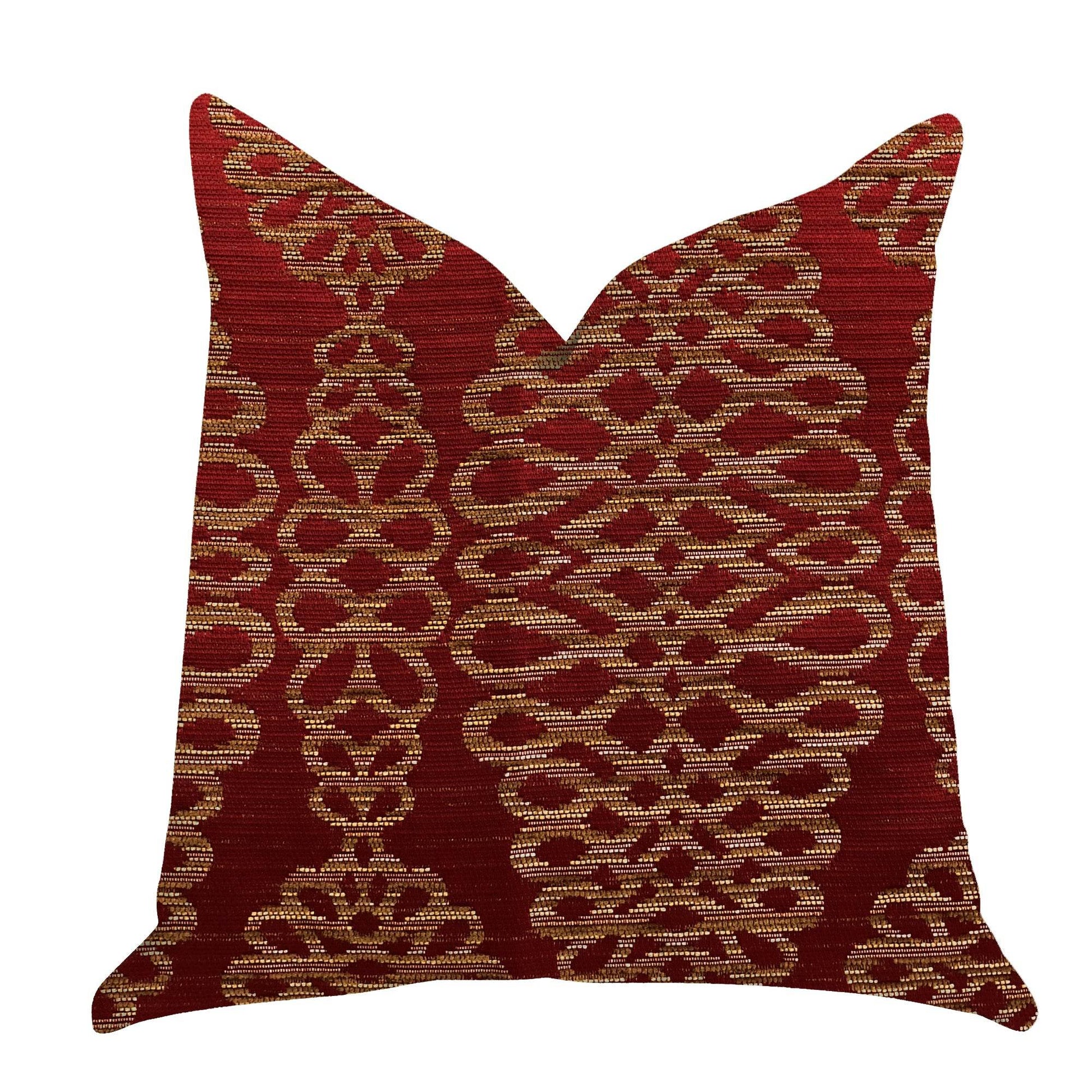 Sweet Henna Luxury Throw Pillow in Red and Gold - Plutus Brands