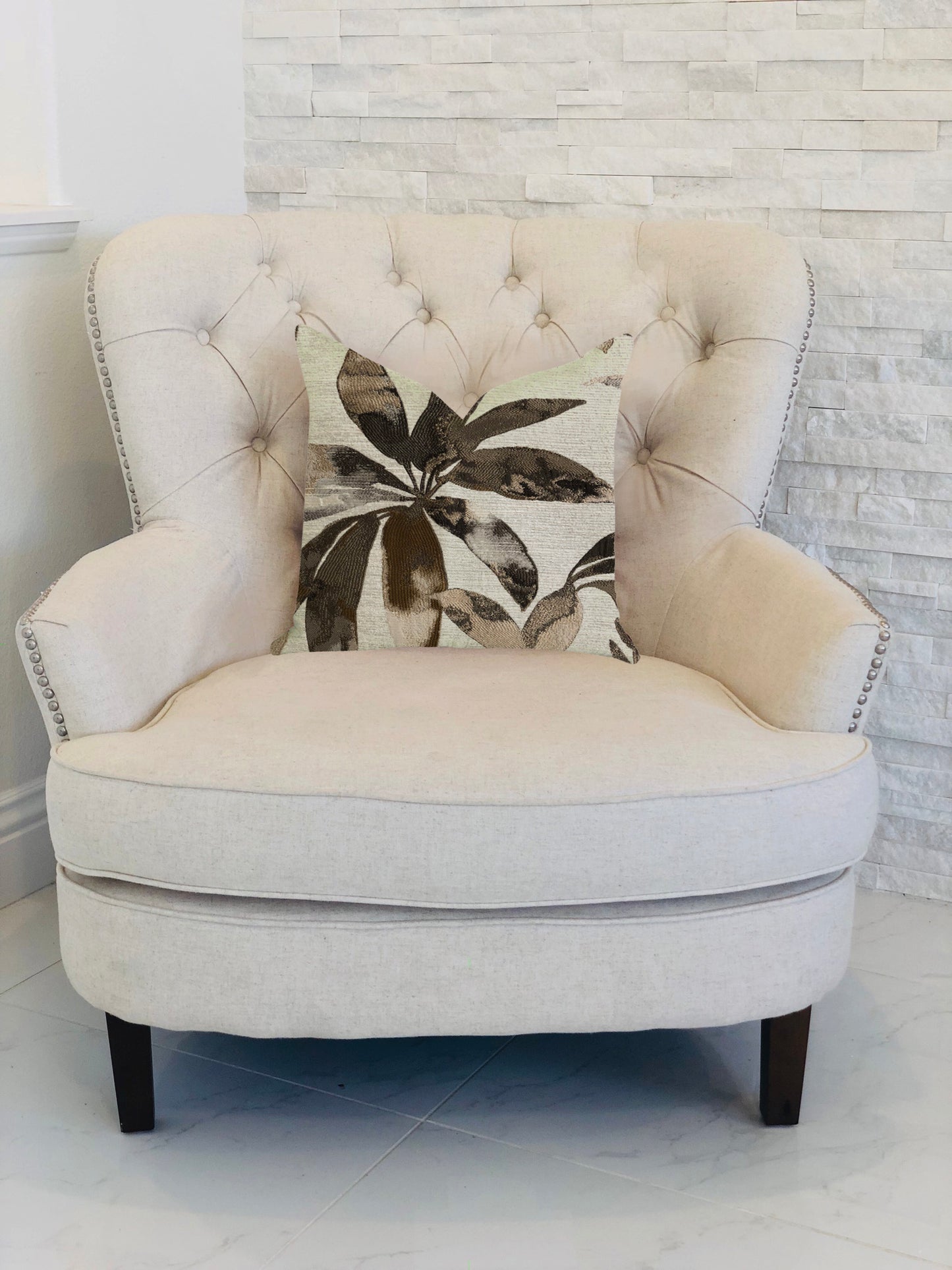 Santorini Cove Beige and Brown Tones Luxury Throw Pillow