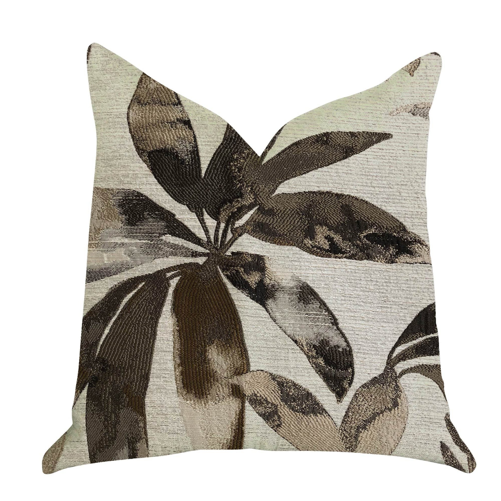 Santorini Cove Beige and Brown Tones Luxury Throw Pillow - Plutus Brands