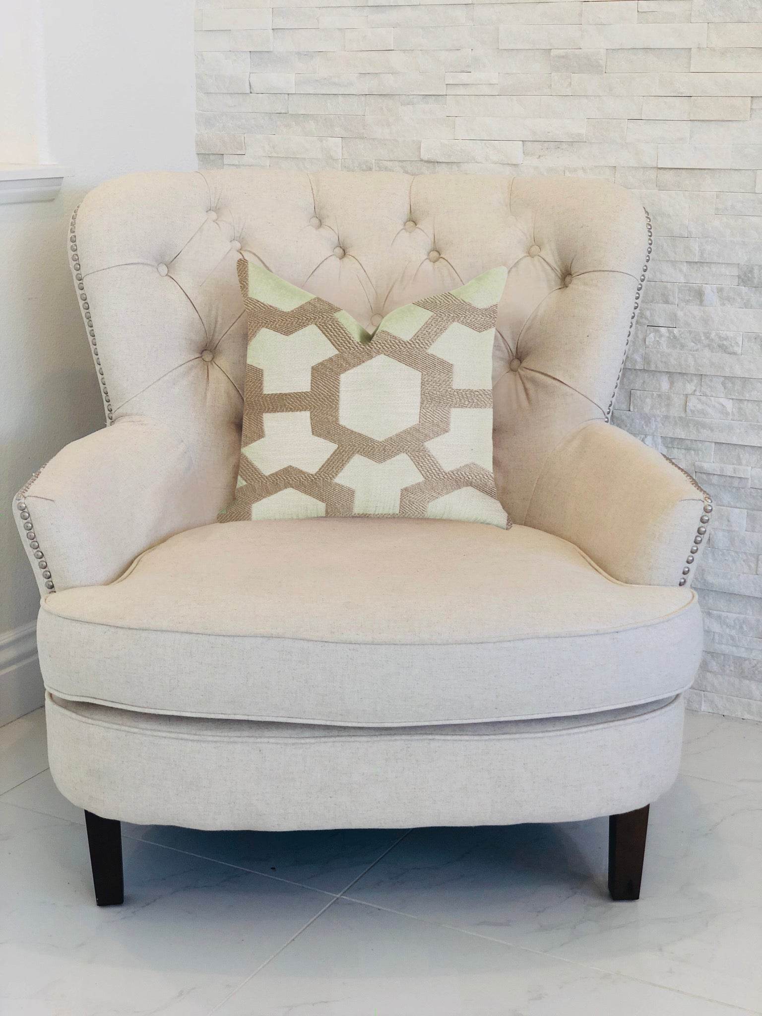 Linked Charisma Luxury Throw Pillow in Beige and Brown Tones - Plutus Brands