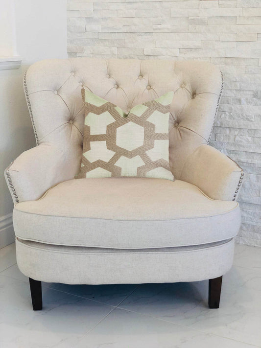 Linked Charisma Luxury Throw Pillow in Beige and Brown Tones - Plutus Brands