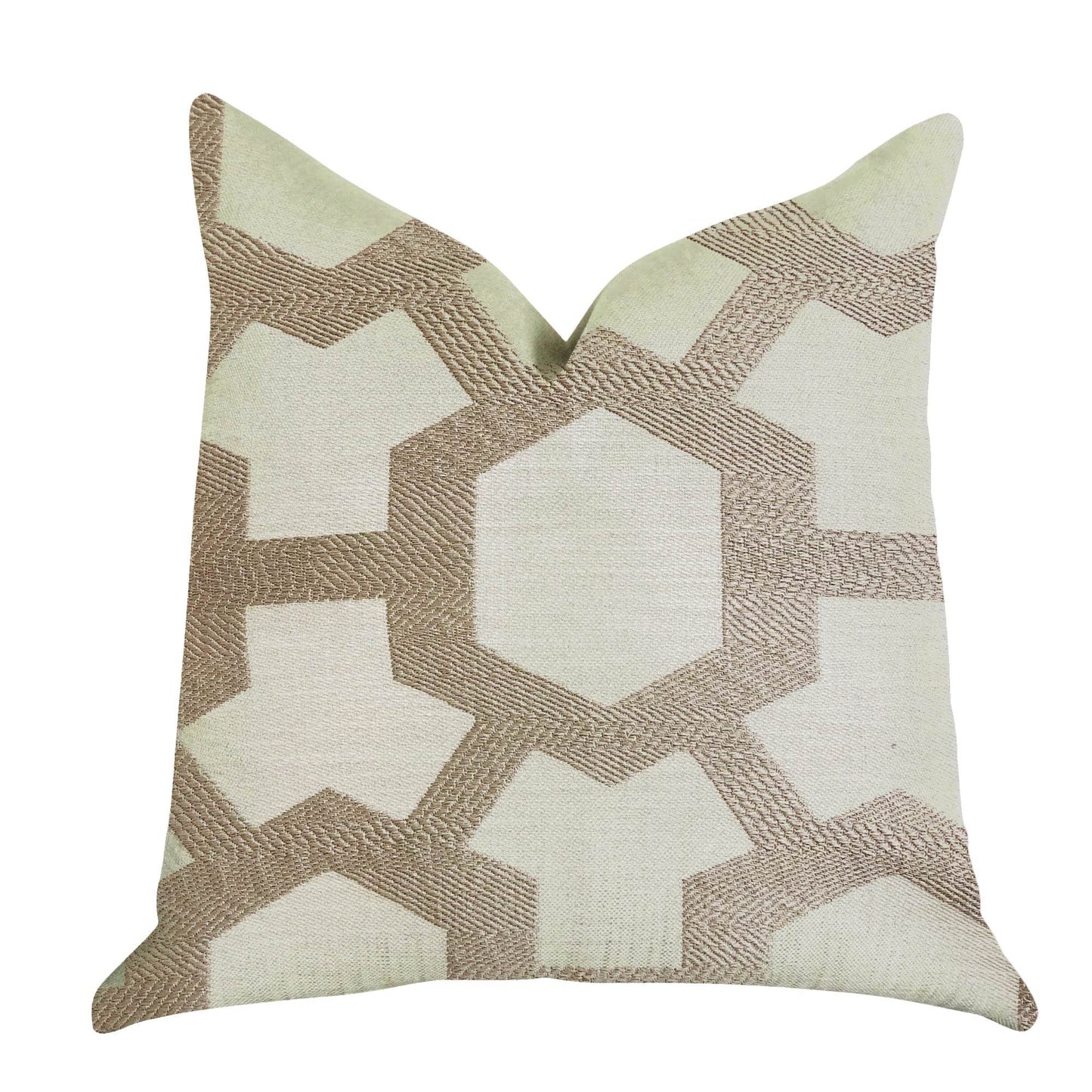 Linked Charisma Luxury Throw Pillow in Beige and Brown Tones - Plutus Brands