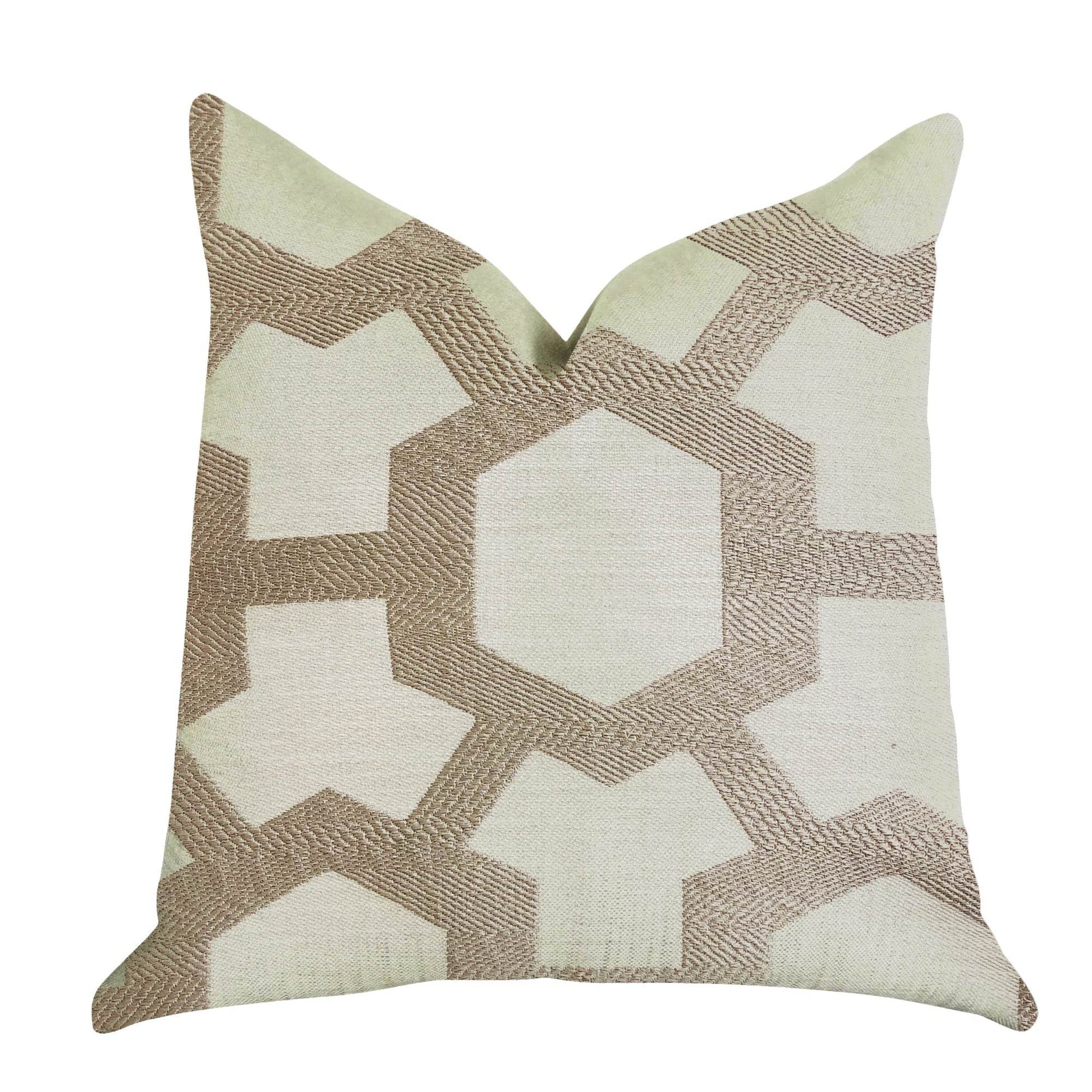 Linked Charisma Luxury Throw Pillow in Beige and Brown Tones - Plutus Brands