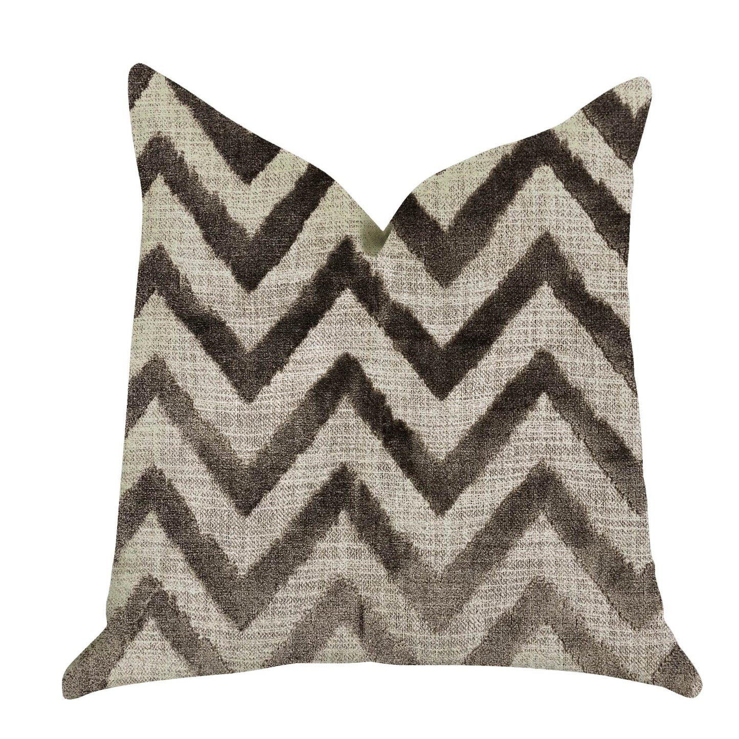 Oblique Zigzag Luxury Throw Pillow in Beige Tones - Plutus Brands