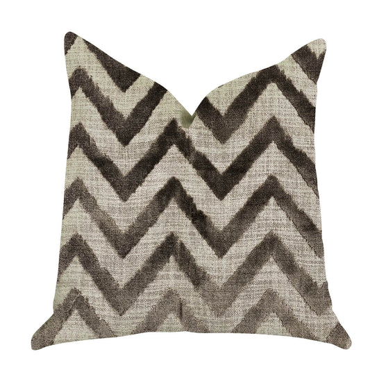 Oblique Zigzag Luxury Throw Pillow in Beige Tones - Plutus Brands