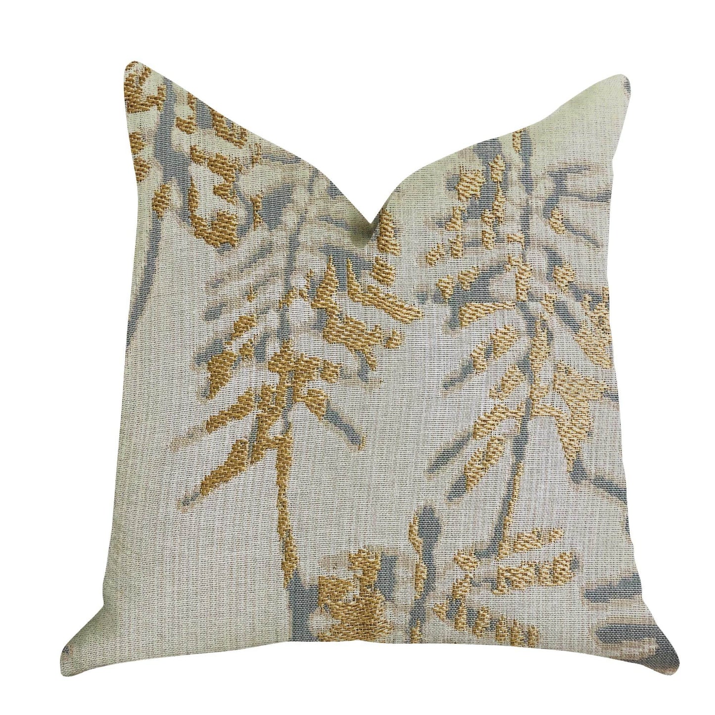 Creekside Beauty Luxury Throw Pillow in Green and Gold Tones - Plutus Brands