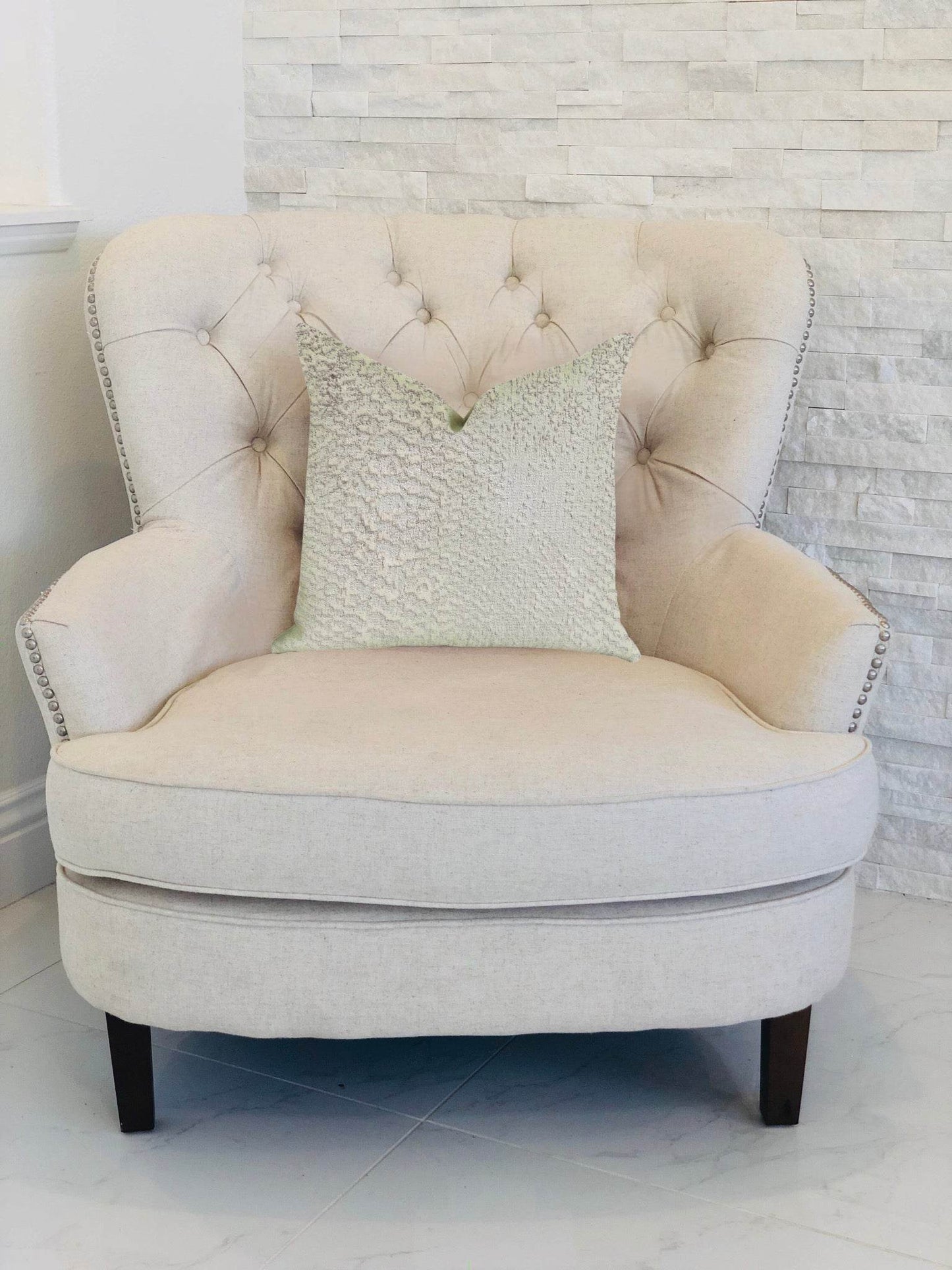 Mystical Iceberg Throw Pillow in White and Silver Tones - Plutus Brands