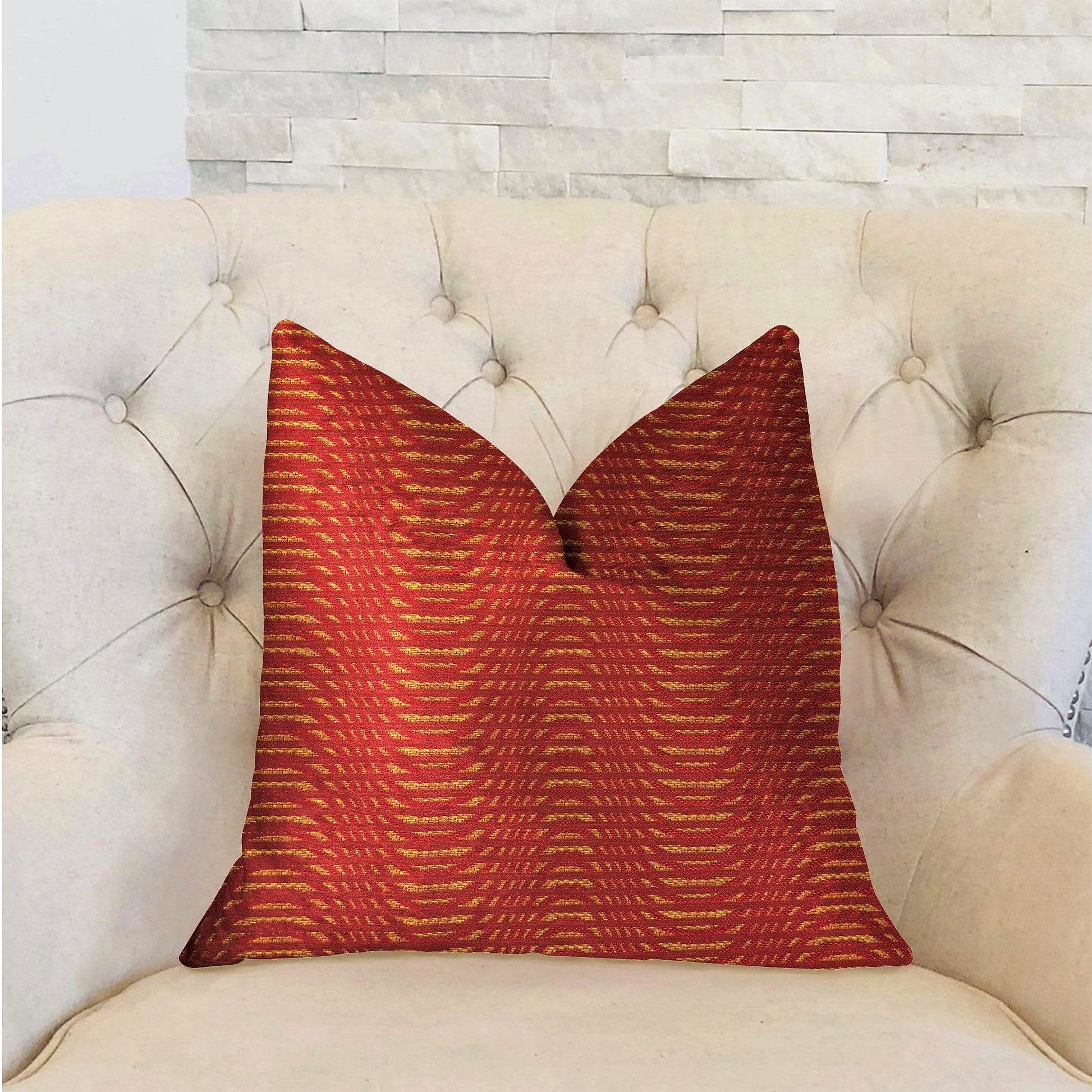 New Earth Ripple Red Luxury Throw Pillow - Plutus Brands