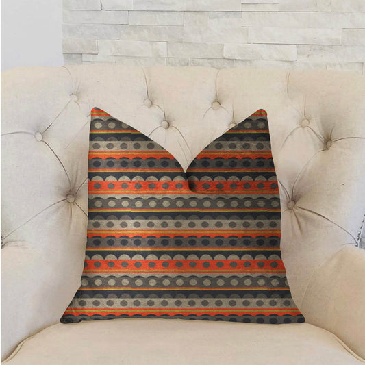 Story Circle Red, Blue and Gray Luxury Throw Pillow - Plutus Brands