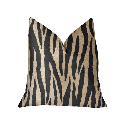 Zippy Zebra Black and Beige Luxury Throw Pillow - Plutus Brands