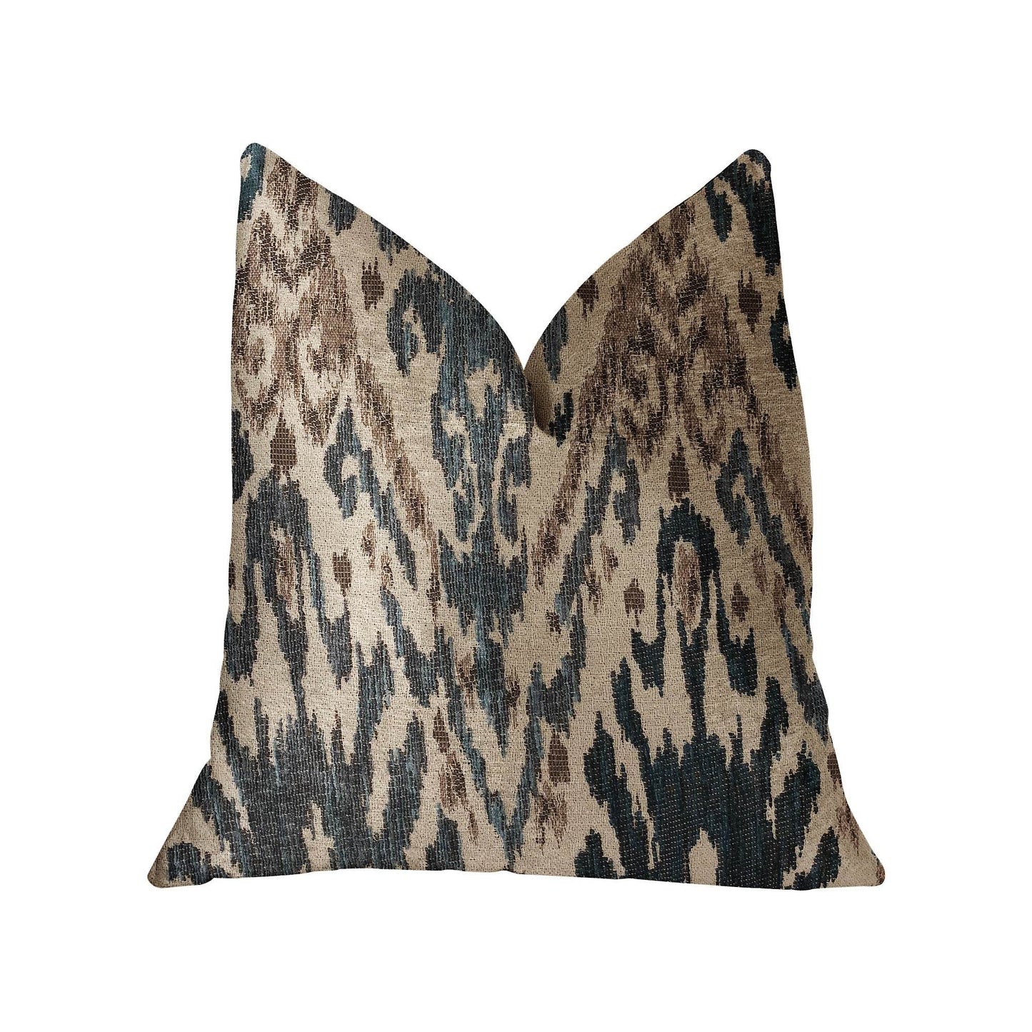 Kaveh Green, Beige and Brown Luxury Throw Pillow - Plutus Brands