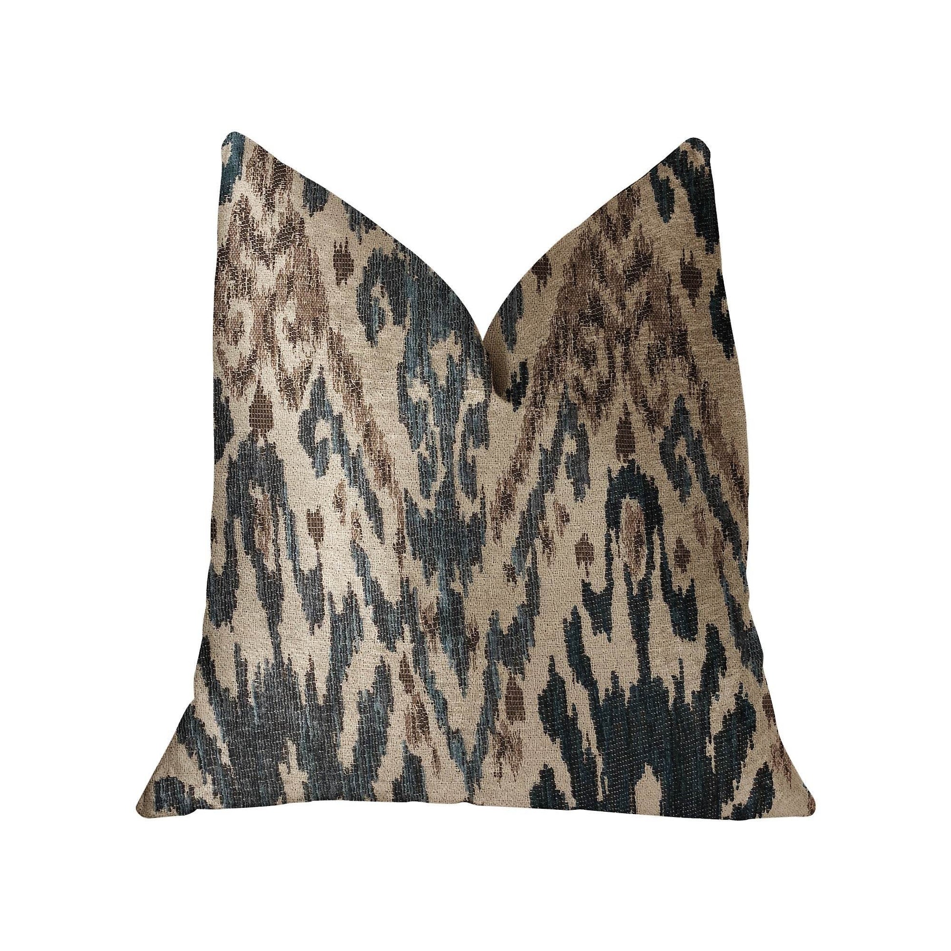 Kaveh Green, Beige and Brown Luxury Throw Pillow - Plutus Brands