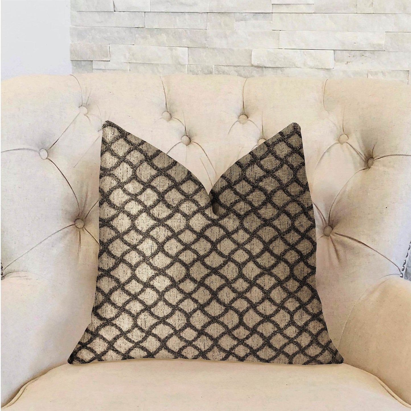 Galactic Ringlet Brown and Beige Luxury Throw Pillow - Plutus Brands