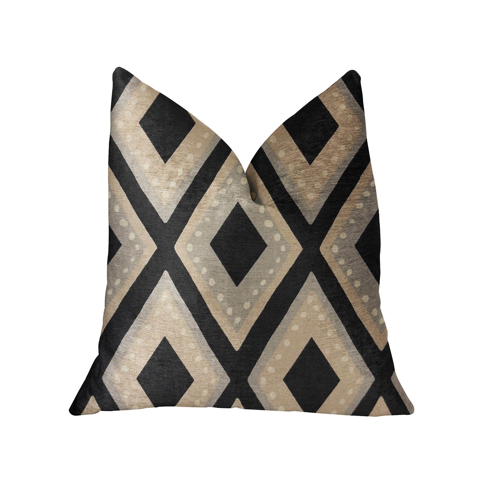 Jager Dotz Blue and Beige Luxury Throw Pillow - Plutus Brands