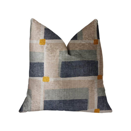 Bay Window Blue and Beige Luxury Throw Pillow - Plutus Brands