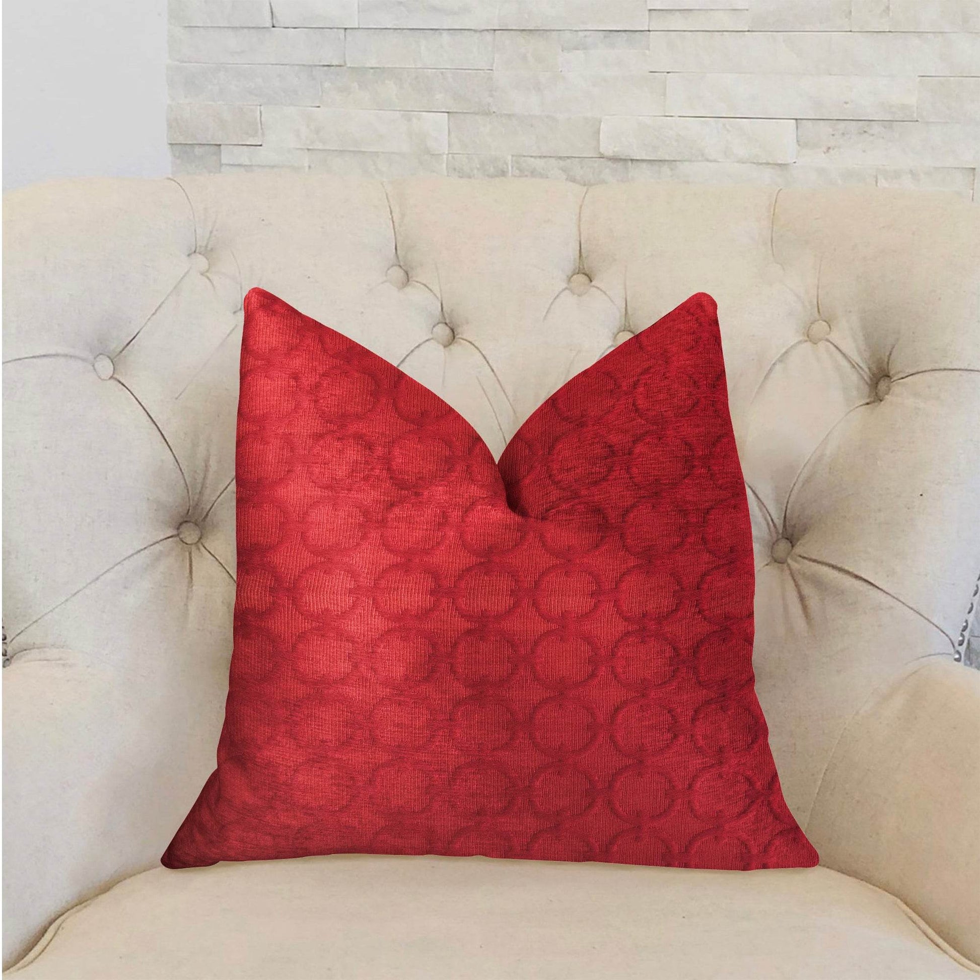 Scarlet Cercles Red Luxury Throw Pillow - Plutus Brands