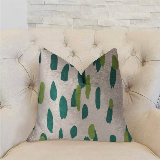 Bosky Willow Green and Beige Luxury Throw Pillow - Plutus Brands