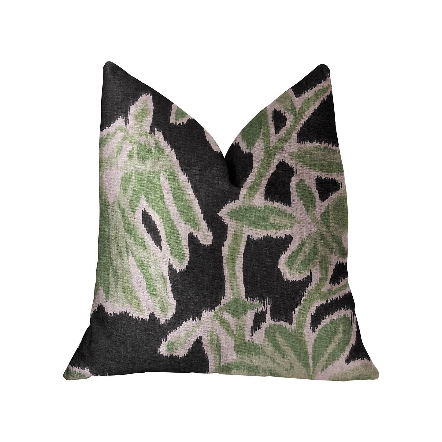Grass Swallow Green and Black and Beige Luxury Throw Pillow - Plutus Brands