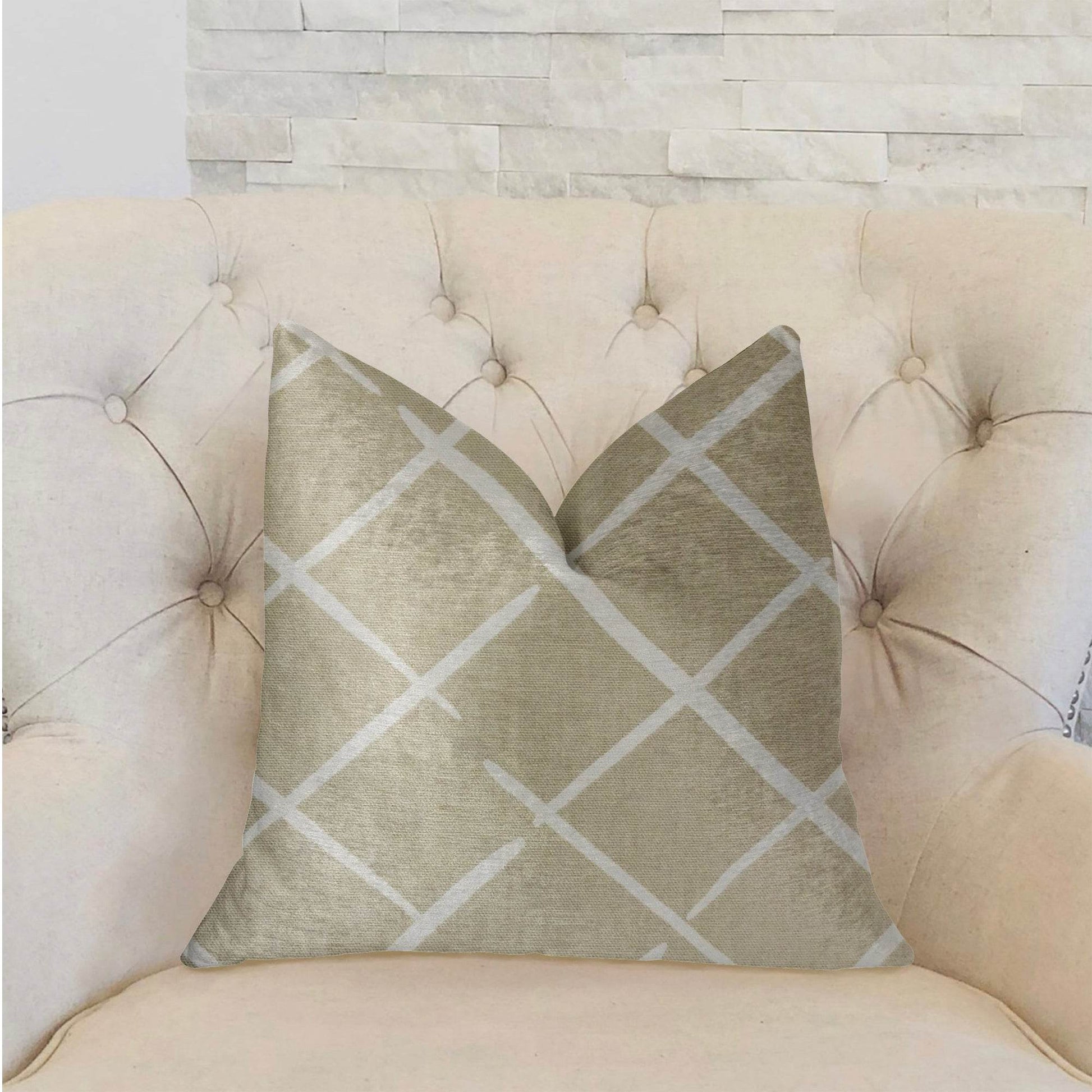 DaVinci Beige and Brown Luxury Throw Pillow - Plutus Brands