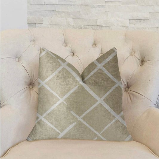 DaVinci Beige and Brown Luxury Throw Pillow - Plutus Brands