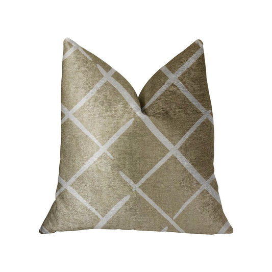 DaVinci Beige and Brown Luxury Throw Pillow - Plutus Brands