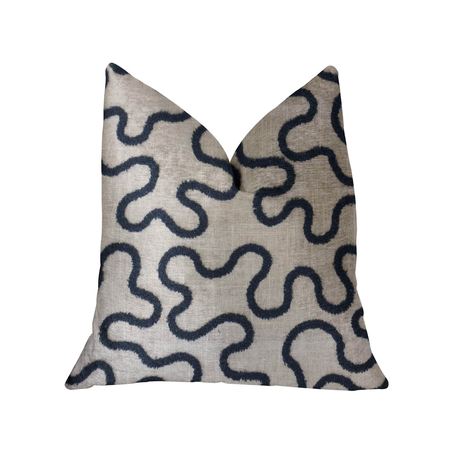 Chandra Taal Blue and Beige Luxury Throw Pillow - Plutus Brands