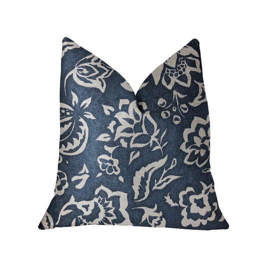 Elsi Pom Blue and White Luxury Throw Pillow - Plutus Brands