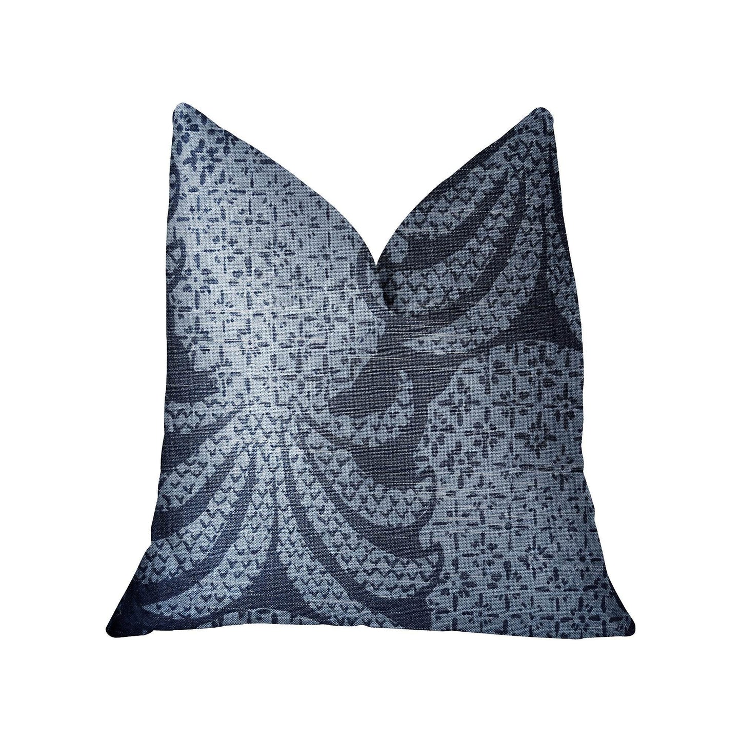 Pineapple Crush Blue and Black Luxury Throw Pillow - Plutus Brands