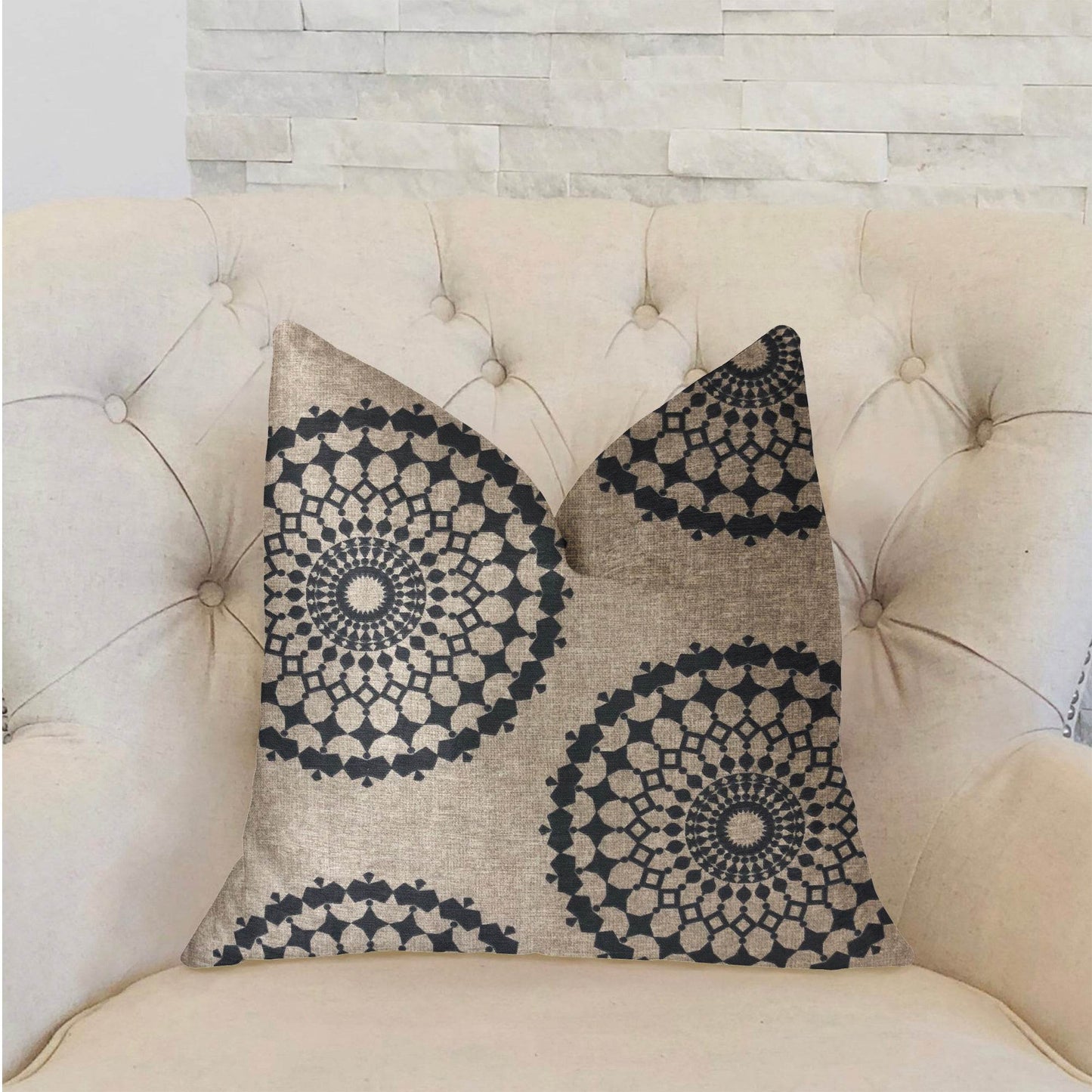 Cascade Gold, Green and Beige Luxury Throw Pillow - Plutus Brands