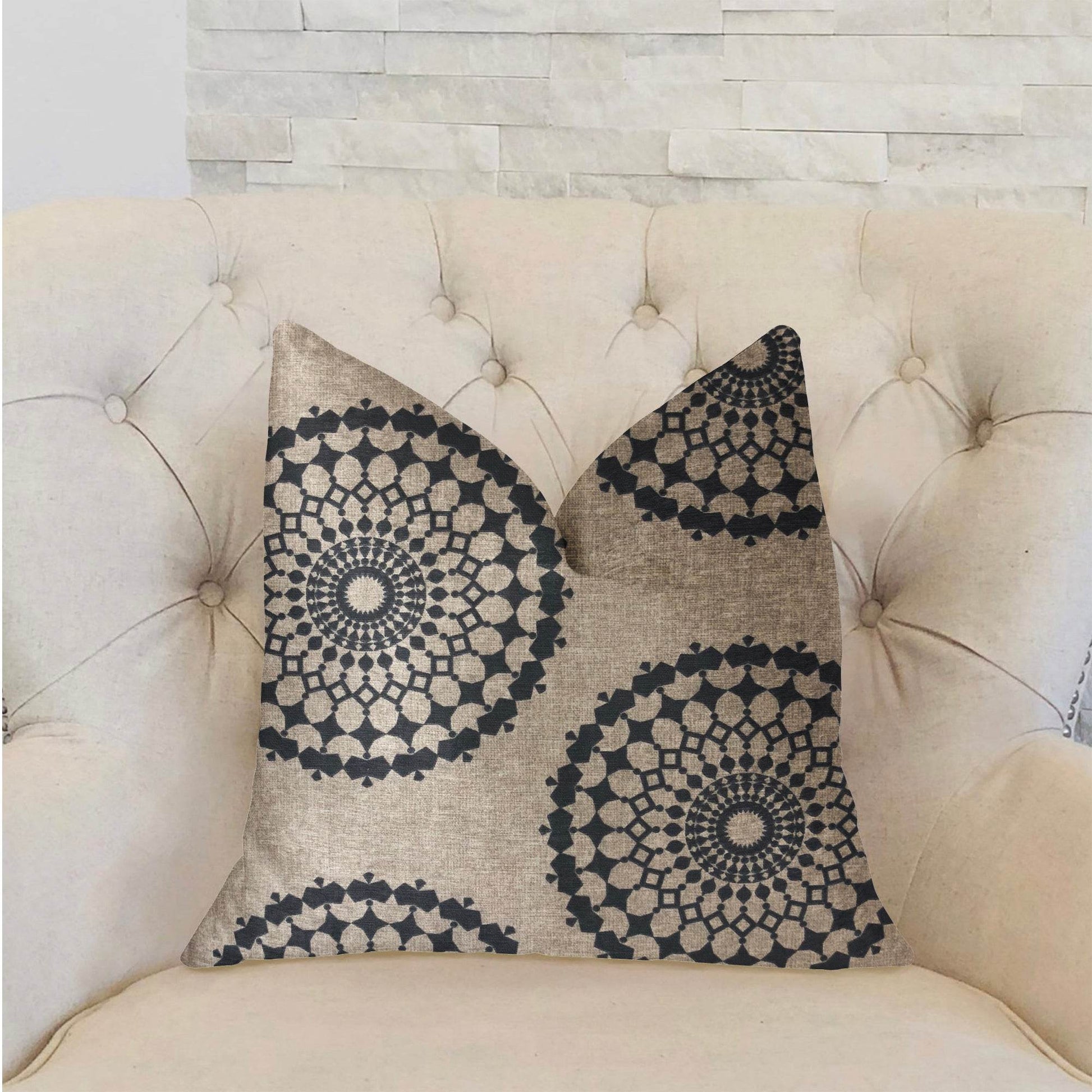 Cascade Gold, Green and Beige Luxury Throw Pillow - Plutus Brands