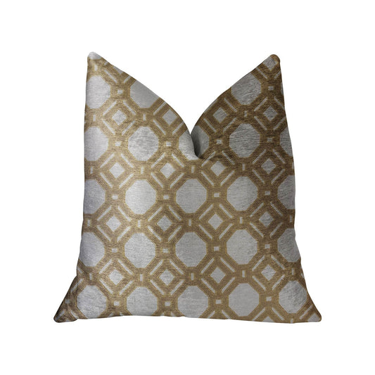Medallion Eclipse Beige and Gray Luxury Throw Pillow - Plutus Brands