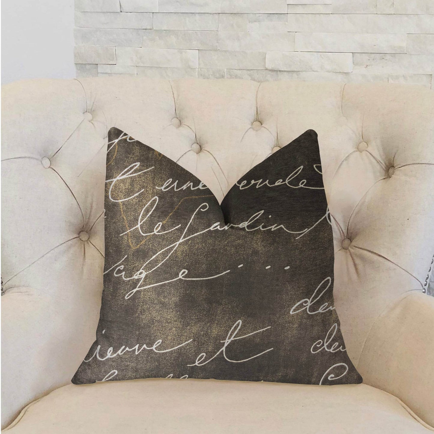 Love Script Black Luxury Throw Pillow - Plutus Brands