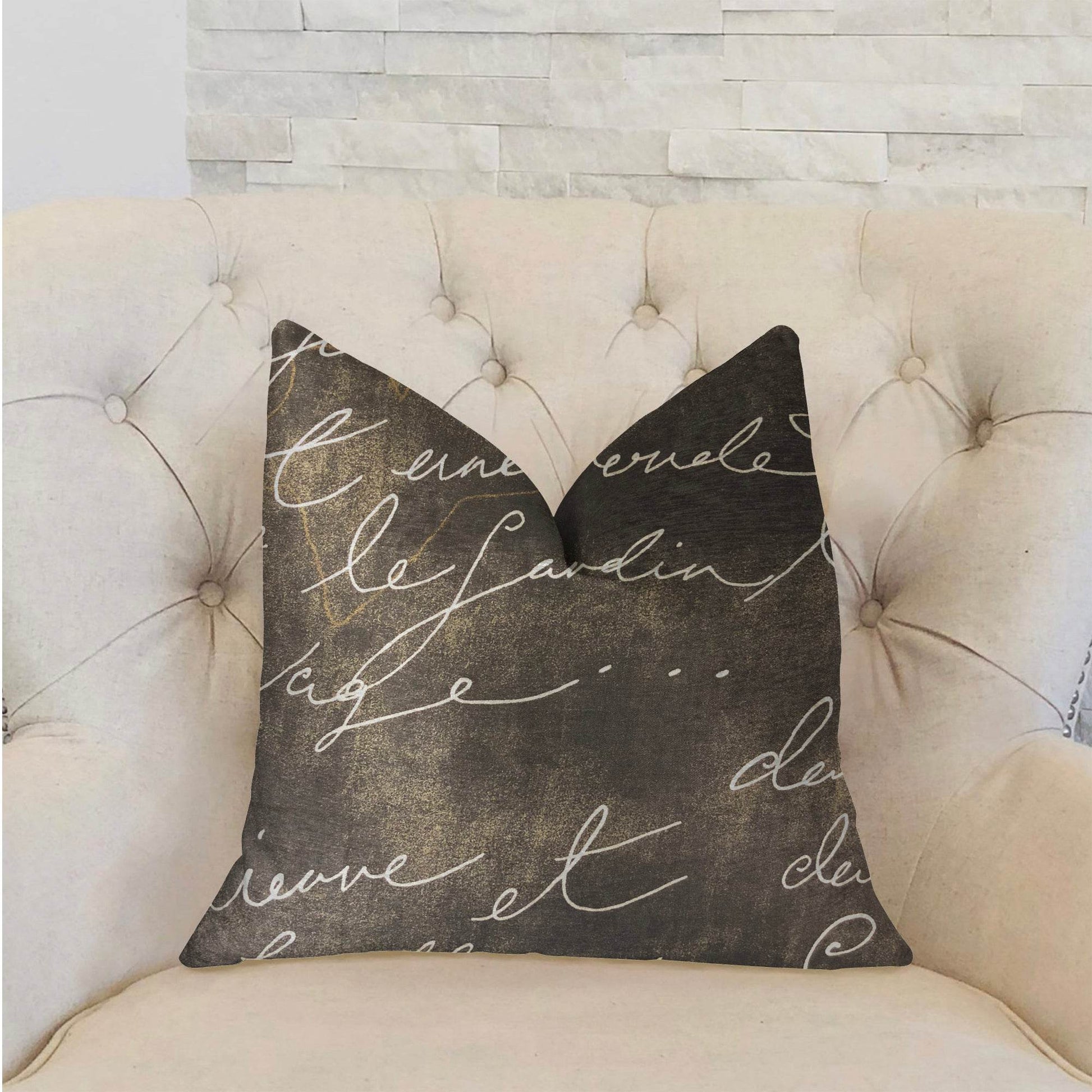 Love Script Black Luxury Throw Pillow - Plutus Brands
