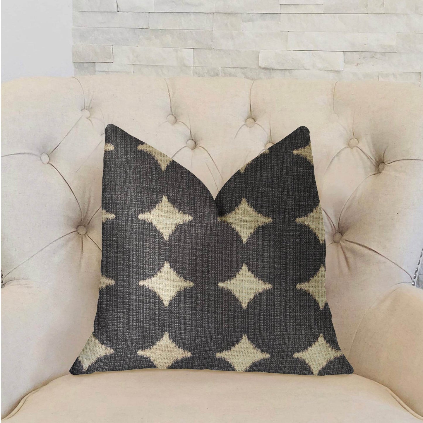 Savannah Black and Beige Luxury Throw Pillow - Plutus Brands