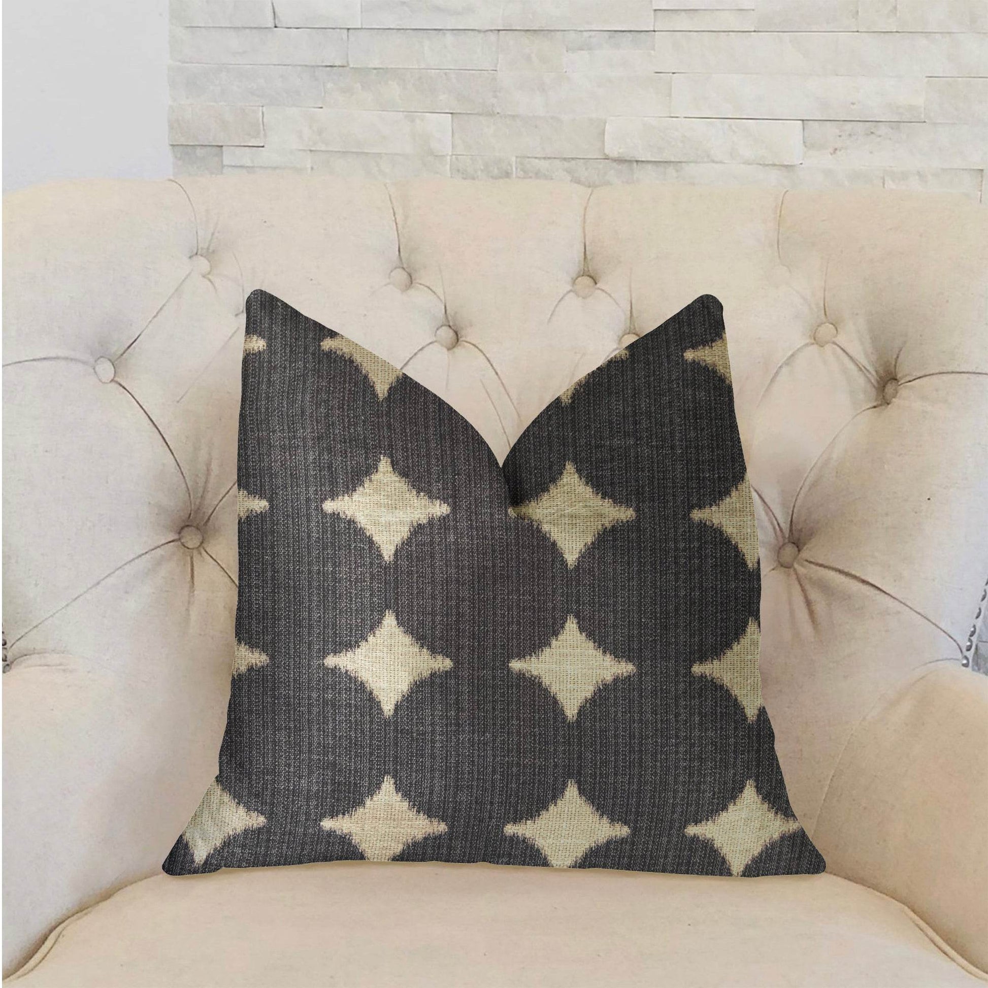 Savannah Black and Beige Luxury Throw Pillow - Plutus Brands