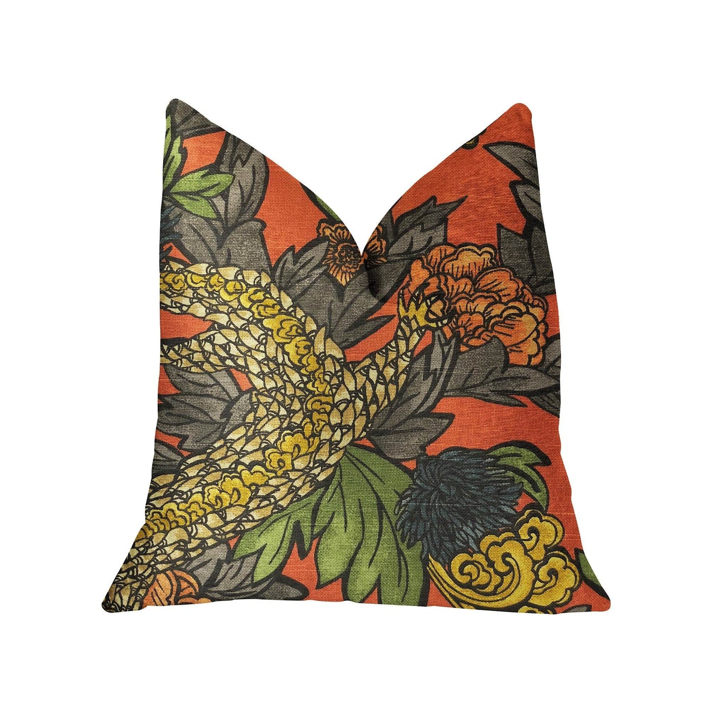 Amaryllis Dragon Multicolor Luxury Throw Pillow - Plutus Brands