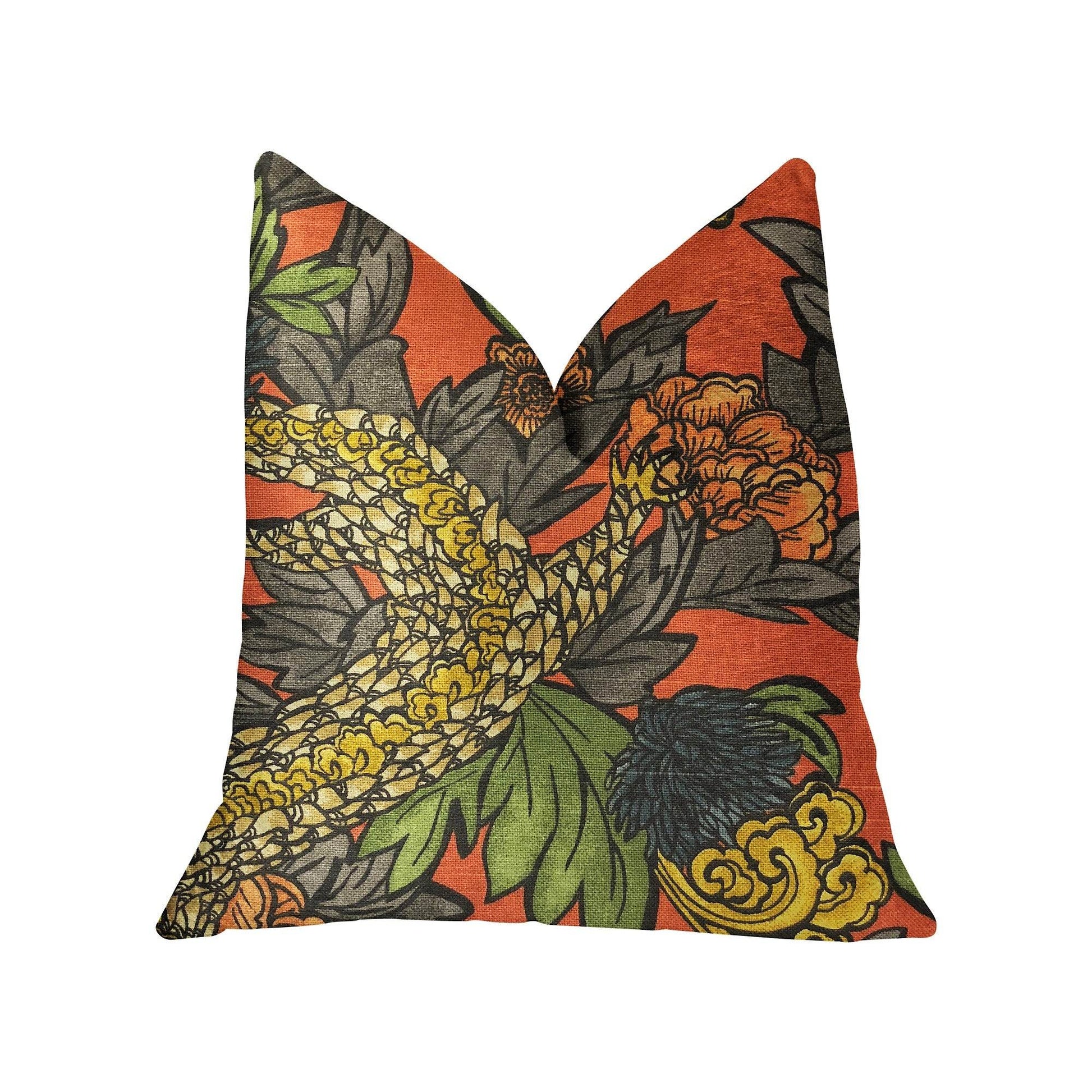 Amaryllis Dragon Multicolor Luxury Throw Pillow - Plutus Brands
