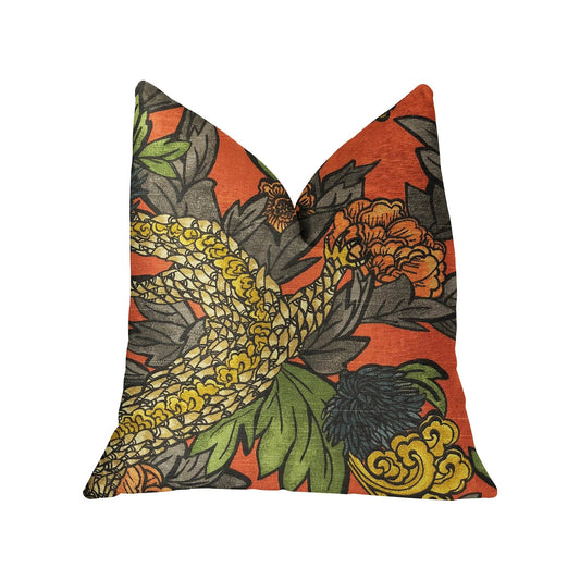 Amaryllis Dragon Multicolor Luxury Throw Pillow - Plutus Brands