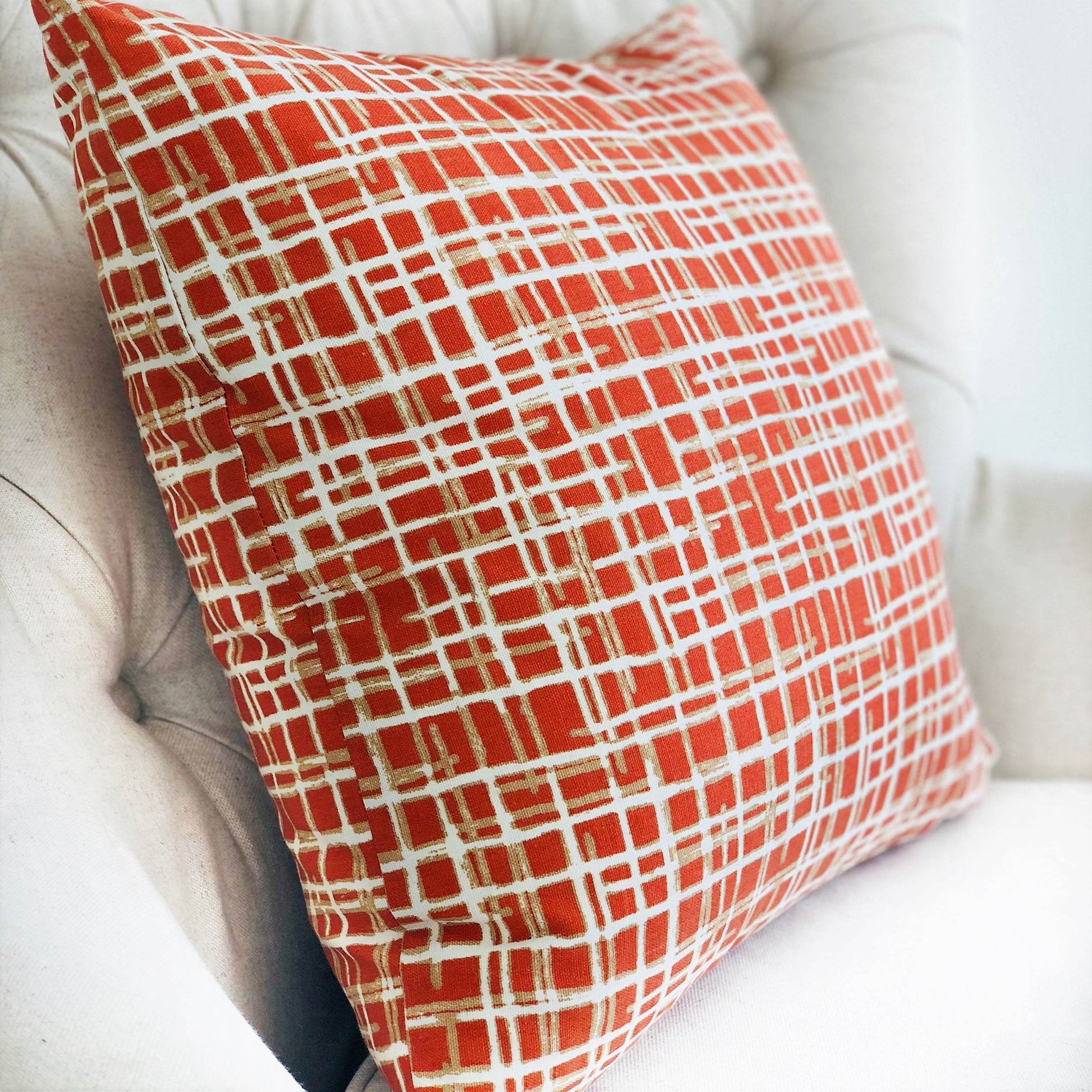Spiced Fields Orange and Beige Luxury Throw Pillow - Plutus Brands
