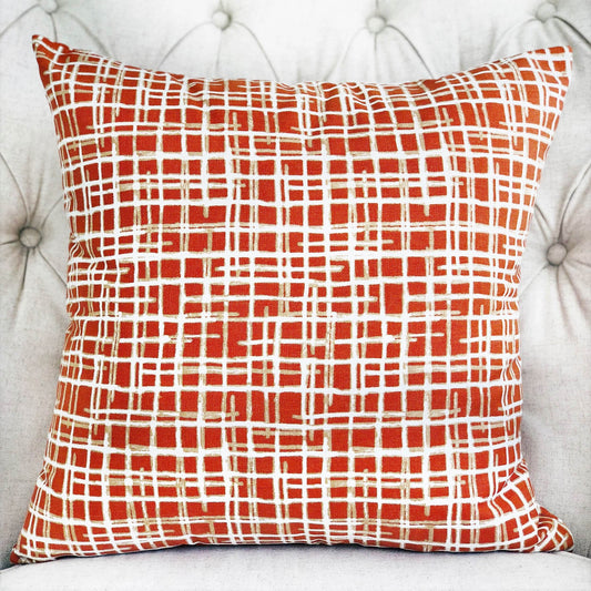 Spiced Fields Orange and Beige Luxury Throw Pillow - Plutus Brands