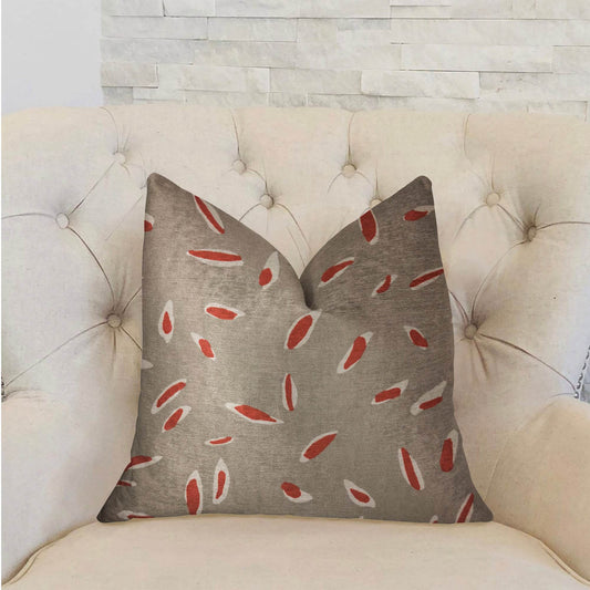 Petal Party Orange and Beige Luxury Throw Pillow - Plutus Brands