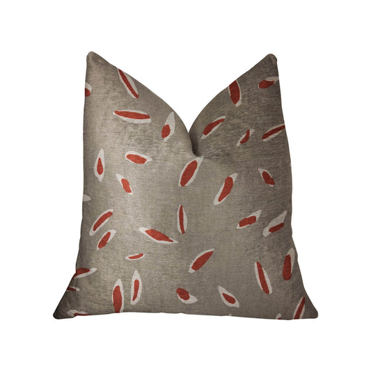 Petal Party Orange and Beige Luxury Throw Pillow - Plutus Brands