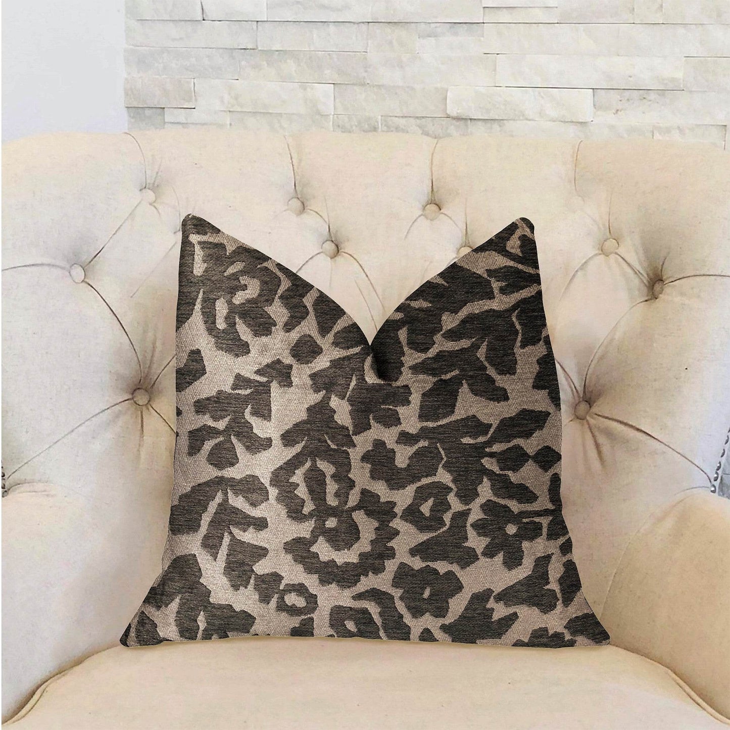 Lustrous Leaves Gray Luxury Throw Pillow - Plutus Brands