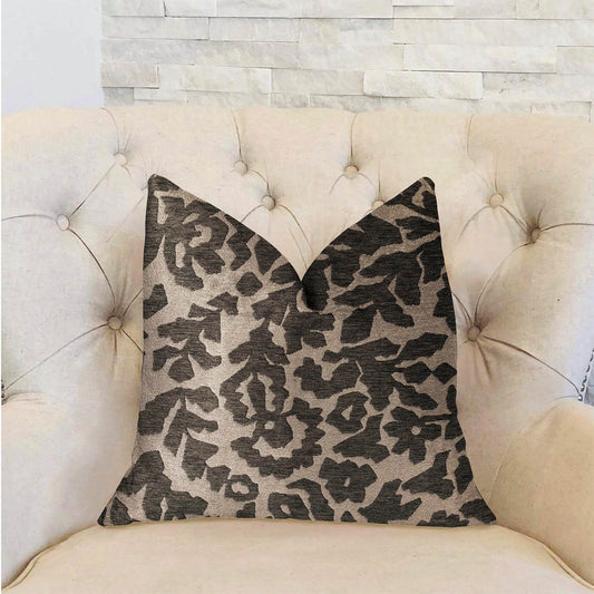 Lustrous Leaves Gray Luxury Throw Pillow - Plutus Brands