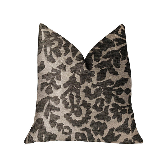 Lustrous Leaves Gray Luxury Throw Pillow - Plutus Brands