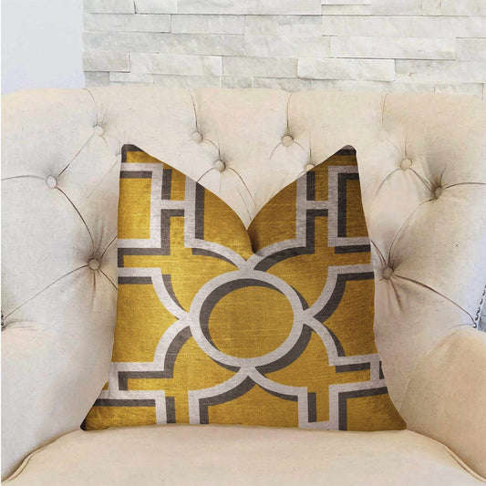 Crane Enclave Yellow, Beige and Gray Luxury Throw Pillow - Plutus Brands