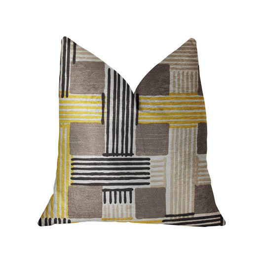 Hummingbird Isle Yellow, Beige and Gray Luxury Throw Pillow - Plutus Brands