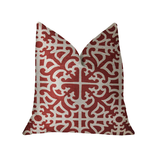 Red Romance Red and Beige Luxury Throw Pillow - Plutus Brands
