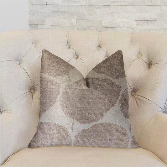Pleasant Leaves Gray Luxury Throw Pillow - Plutus Brands