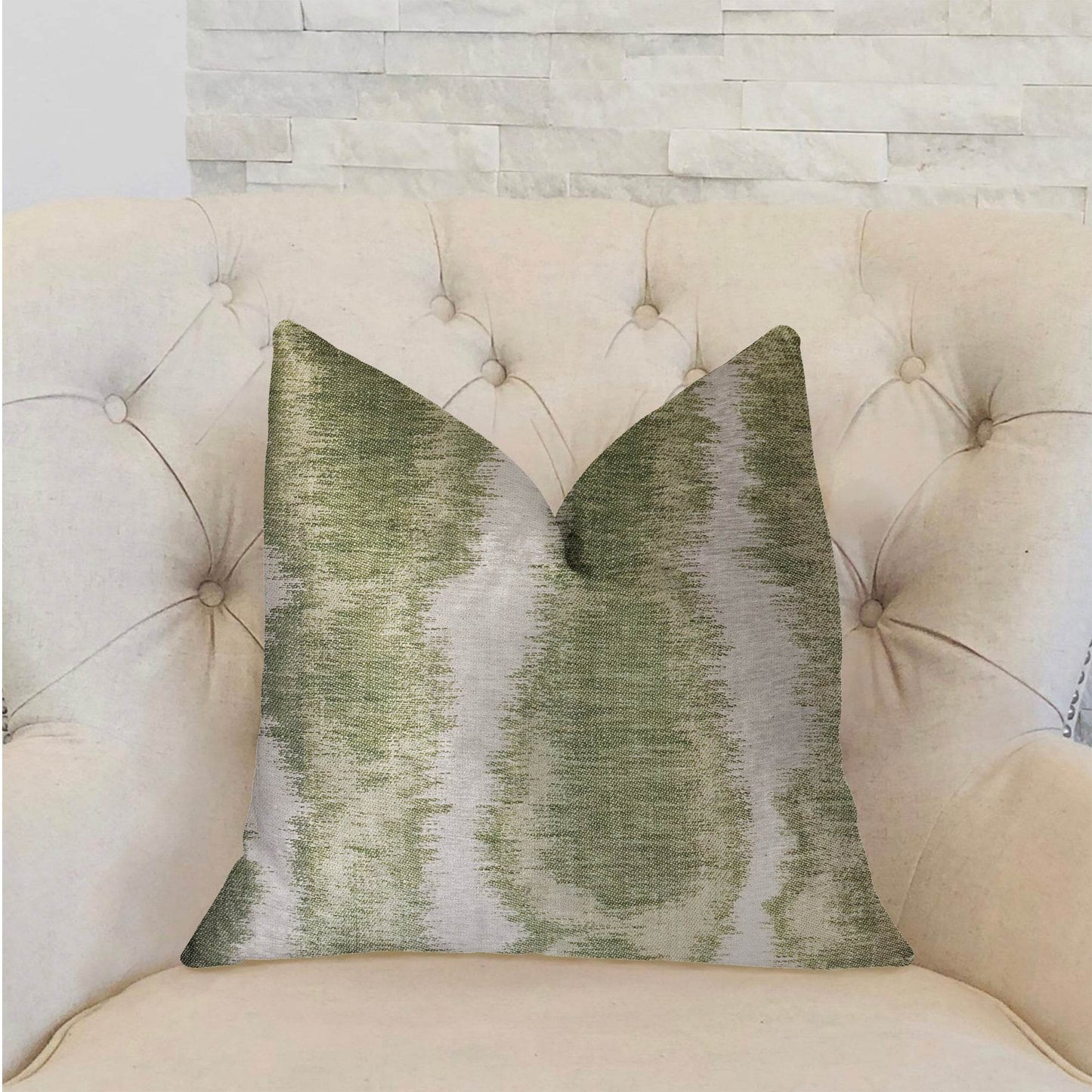 Green Haven Green and Beige Luxury Throw Pillow - Plutus Brands